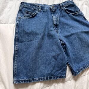 Vintage y2k 90s wrangler jean shorts jorts oversize baggy sz 38 relaxed fit